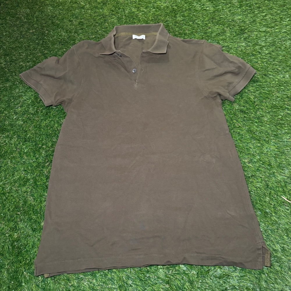 Sunspel Riviera Polo Shirt Mens Medium Brown Olive Cotton Pique Made in Portugal